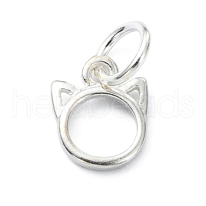 925 Sterling Silver Outline Cat Head Shape Charms STER-M119-15S-1