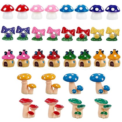 32Pcs 16 Style 3D Mushroom Resin Display Ornaments DJEW-SZ0001-06-1