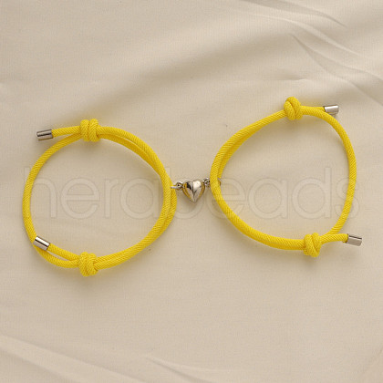 Alloy Heart-shaped Magnetic Braided Rope Bracelets for Couple Girlfriends WG59636-18-1