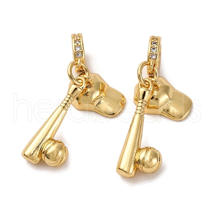 Brass Micro Pave Clear Cubic Zirconia European Dangle Charms KK-P308-45G-1