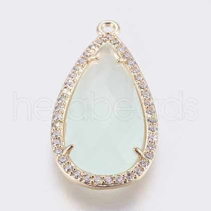 Brass Glass Pendants KK-O105-01KCG-E-1