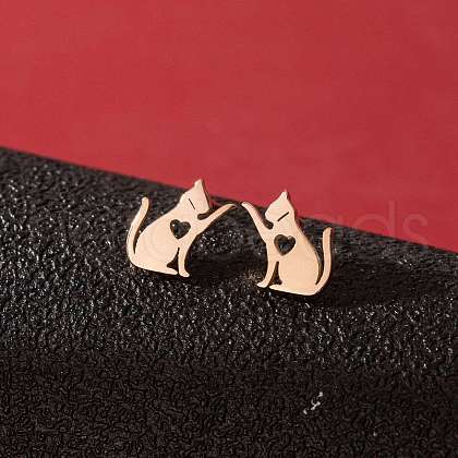 Stainless Steel Small Animal Stud Earrings for Women PW-WG5B49B-35-1