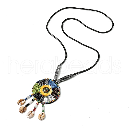 Retro Style Glass & Acrylic & CCB Beads Pendant Necklaces NJEW-Q349-01D-1