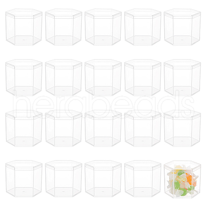 Hexagon Plastic Storage Boxes with Hat Cover CON-WH0084-81-1