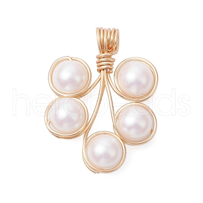Plastic Imitation Pearl Pendants PALLOY-JF03519-02-1