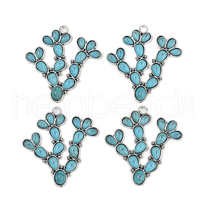 Alloy Pave Synthetic Turquoise Pendants FIND-C068-20AS-1