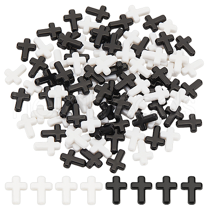 100Pcs 2 Colors Opaque Acrylic Beads SACR-LP0001-02-1