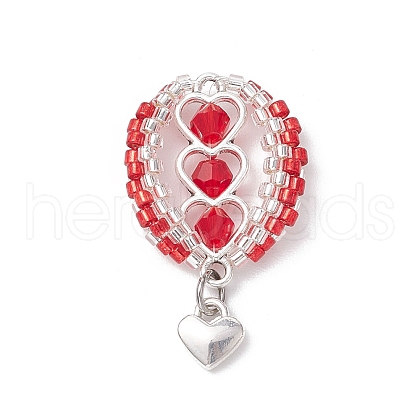 Glass Seed Beaded Hot Air Balloon Pendants PALLOY-MZ00662-04-1