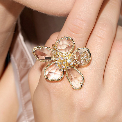 Alloy & Rhinestone/Synthetic Quartz Cuff Rings FS-WGD97BC-03-1