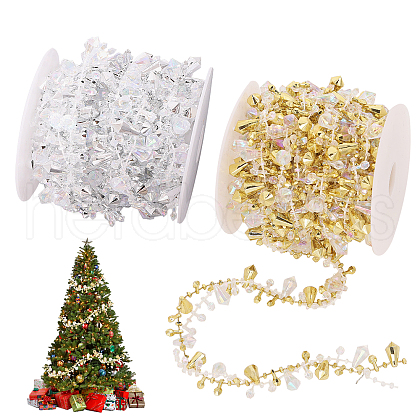 CHGCRAFT 2 Rolls 2 Colors Plastic Diamond Beaded Trim OCOR-CA0001-32-1