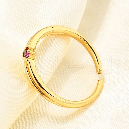 Brass Micro Pave Cubic Zirconia Cuff Rings for Women RJEW-H247-34G-02-1