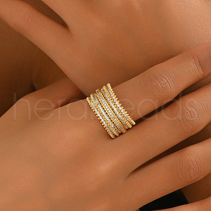 Brass Micro Pave Cubic Zirconia Finger Rings for Women YO5989-7-1