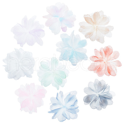 10Pcs 10 Colors Organza Flower Ornament Accessories DIY-FG0006-45-1