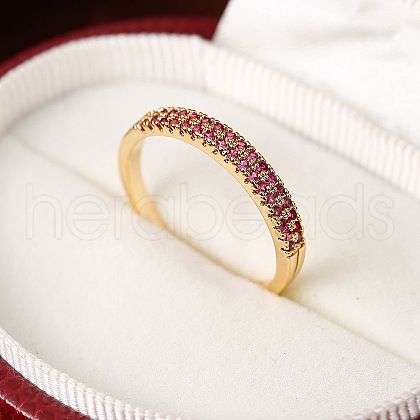 Brass Micro Pave Cubic Zirconia Finger Rings for Women FS-WG59B22-09-1