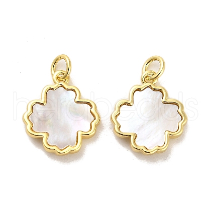 Brass Pave Shell Pendants KK-K365-08E-G-1