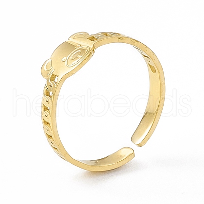 Ion Plating(IP) 304 Stainless Steel Open Cuff Ring for Women RJEW-C060-39G-1