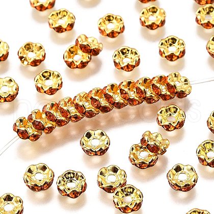 Brass Rhinestone Spacer Beads RB-A014-L6mm-20G-1