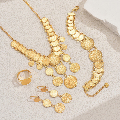 Vintage Brass Multi-layer Coin Tassel Jewelry Set for Women ZE1443-1