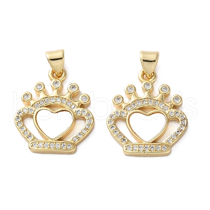 Brass Micro Pave Cubic Zirconia Pendants KK-U070-21G-1