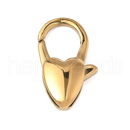 Ion Plating(IP) Heart 304 Stainless Steel Lobster Claw Clasps STAS-D069-03-G-1