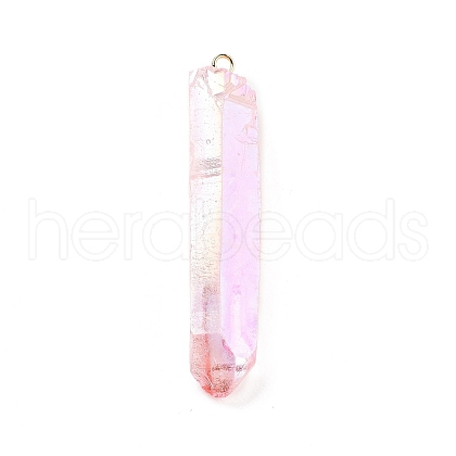 Electroplated Natural Quartz Pendants G-P315-B01-08G-1