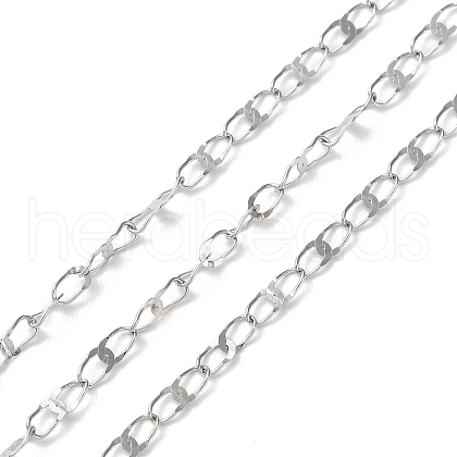 Tarnish Resistant 304 Stainless Steel Dapped Oval Link Chains CHS-G027-01P-1