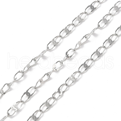 304 Stainless Steel Dapped Oval Link Chains CHS-G027-01P-1