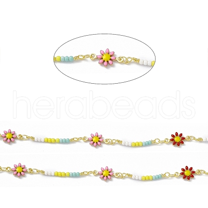 Handmade Brass Flower Link Chains CHC-F015-26G-1