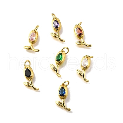 Brass Micro Pave Cubic Zirconia Pendants KK-Z102-01G-01-1