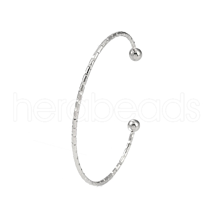 Non-Tarnish 304 Stainless Steel Textured Open Cuff Bangles for Women BJEW-S155-03P-1