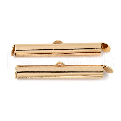 Brass Slide On End Clasp Tubes KK-N254-119G-05-1