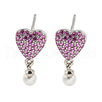 Rack Plating Brass Micro Pave Cubic Zirconia Stud Earring EJEW-C102-09P-1
