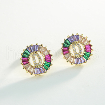 Brass Colorful Cubic Zirconia Stud Earrings WG39B88-04-1