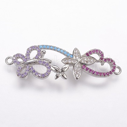 Brass Micro Pave Cubic Zirconia Links ZIRC-G095-38P-1