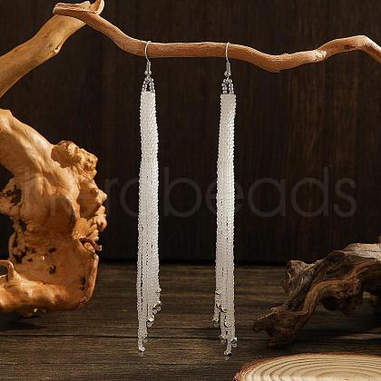 Bohemian Style Handmade Glass Seed Beads Tassel Dangle Earrings HT0736-2-1