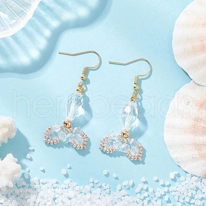Fishtail 304 Stainless Steel Glass Dangle Earrings EJEW-MZ00458-01-1