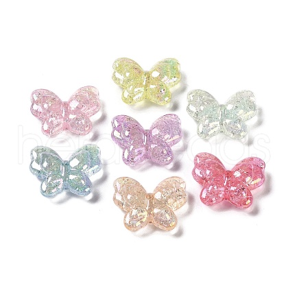 UV Plated & Crackle Transparent Acrylic Beads OACR-G033-04C-1