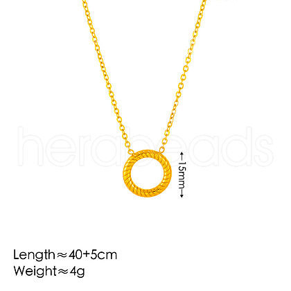 304 Stainless Steel Twisted Ring Pendant Necklaces for Women FS-WGB56F0-01-1