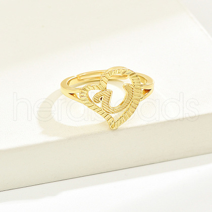 Brass Alphabet Adjustable Rings for Women WGC8F9D-21-1