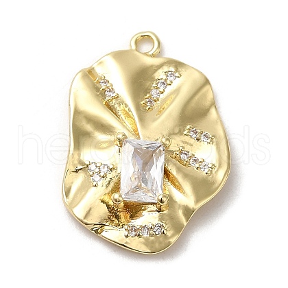 Rack Plating Brass Cubic Zirconia Pendants KK-M267-05G-1