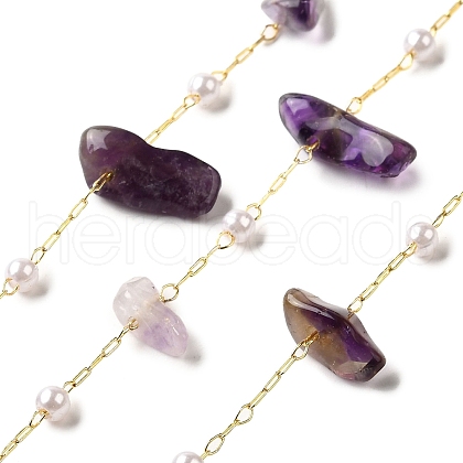 Handmade Natural Amethyst Chip Beaded Chains CHC-F020-02G-06-1