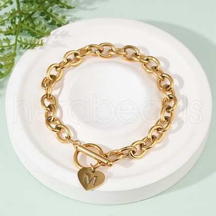 Golden 304 Stainless Steel Charm Bracelets NJEW-K284-01G-M-1
