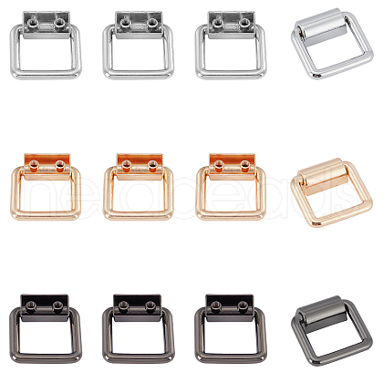 CHGCRAFT 12 Pcs 3 Colors Zinc Alloy Bag Side D Ring Clip PALLOY-CA0001-83-RS-1
