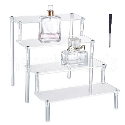 4-Tier Assembled Transparent Acrylic Organizer Display Risers ODIS-WH0029-82-1