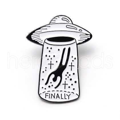 Alien & Flying Saucer with Finally Enamel Pin JEWB-TAC0002-25-1