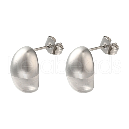 304 Stainless Steel Oval Stud Earrings for Wome EJEW-S237-02-1