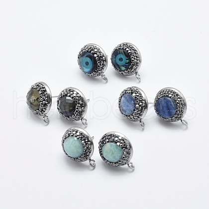 Natural Gemstone/Shell Stud Earring Findings RB-L031-23-1