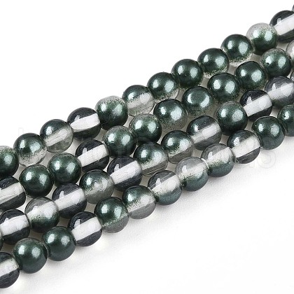 Baking Painted Transparent Glass Beads Strands DGLA-N011-4mm-07-1
