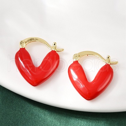 Brass Enamel Hoop Earrings EJEW-R032-05G-1