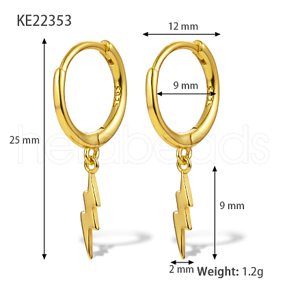 S925 Sterling Silver Lightning Hoop Earrings OB5526-11-1